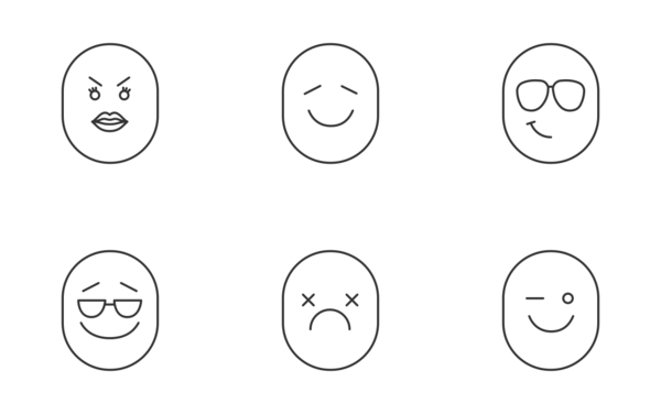 smileys linear outline