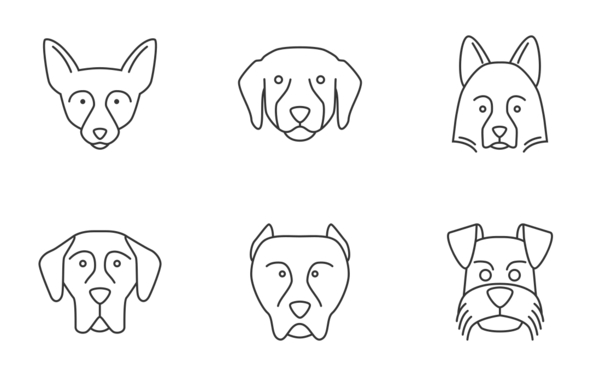 Dog faces linear outline Dog faces linear outline