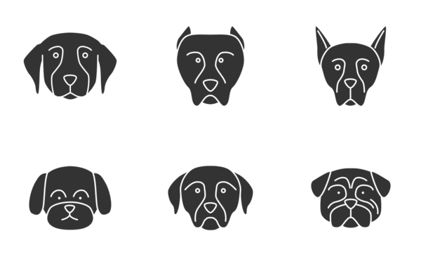 dog faces glyph silhouettes