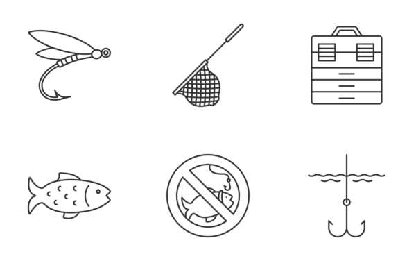 fishing supplies linear outline fishing supplies linear outline