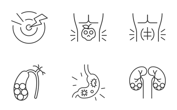 stomach pain linear outline