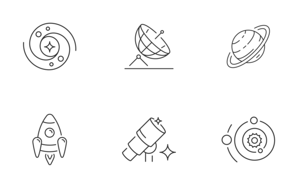 astronautic set linear outline astronautic set linear outline