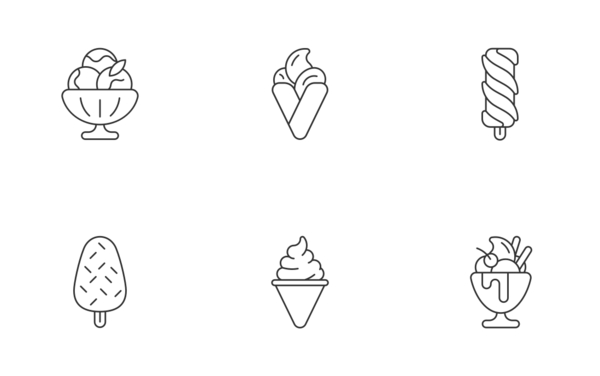 ice cream set linear outline