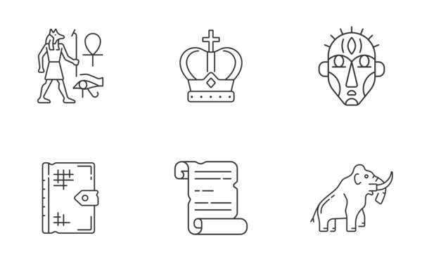 heritage and museum icons linear outline
