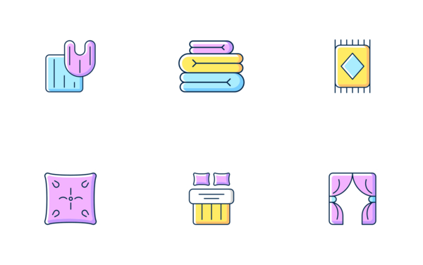 textile products icons color filled