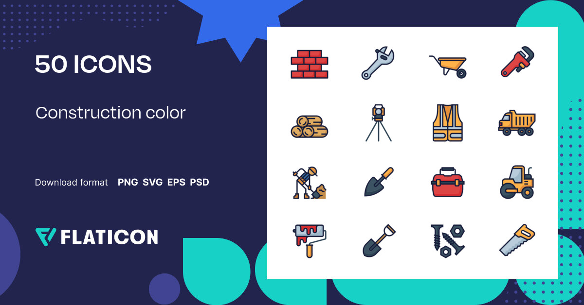 Construction color Icon Pack | Color lineal-color | 50 .SVG Icons