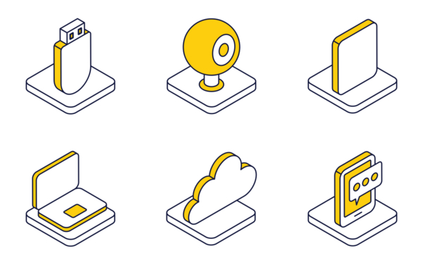 50 network and communication isometric