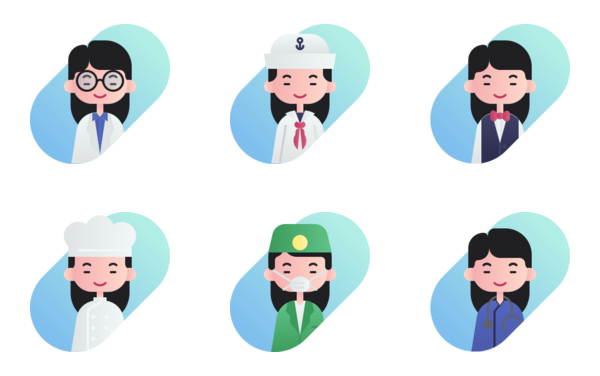 diversity avatar profession girl vol1 flat colors