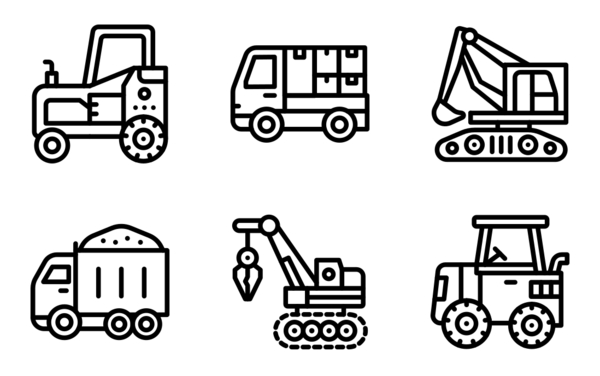 set of construction machines