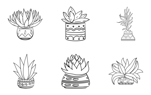 Hand drawn plant pots