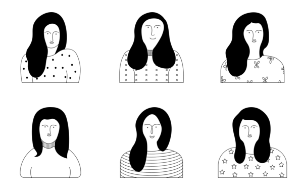 Set of women silhouette