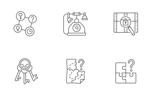 escape room icons linear outline