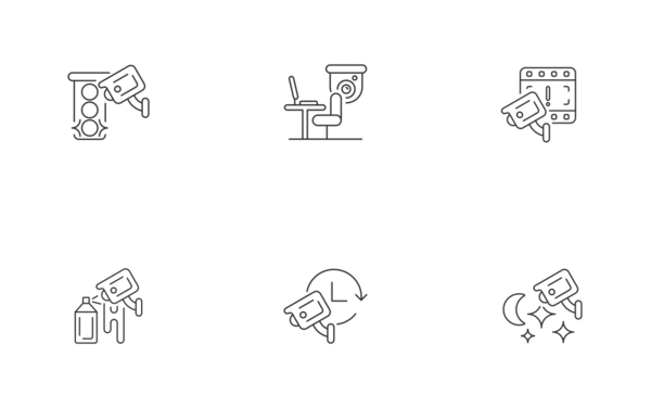 surveillance  security systems icons linear outline