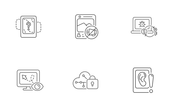 online surveillancecensorship icons linear outline