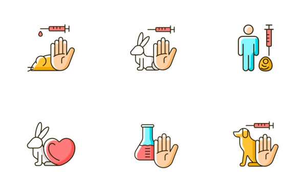 no animal testing icons color filled