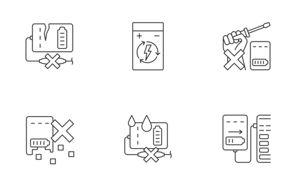 power bank label icons linear outline