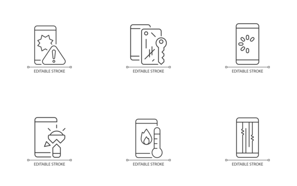 smart phone repair icons linear outline