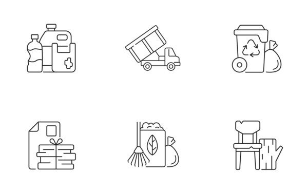 waste management icons linear outline