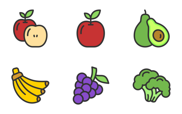 fruits and vegetables  filled line