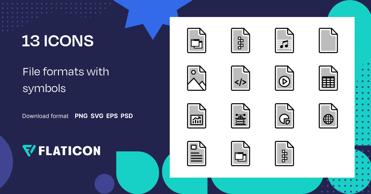 File formats with symbols Icon Pack | Color lineal-color | 13 .SVG Icons