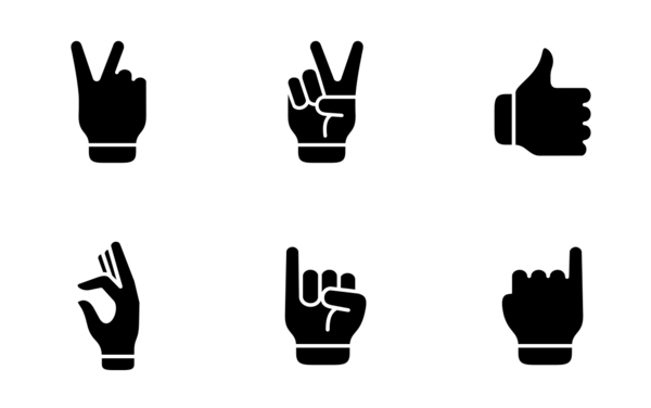 hand gesture and finger action glyph