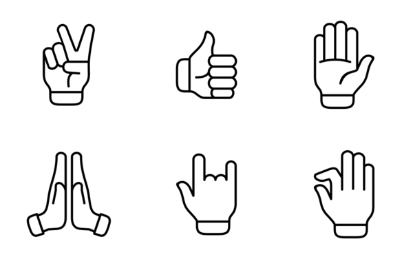 hand gesture and finger action outline