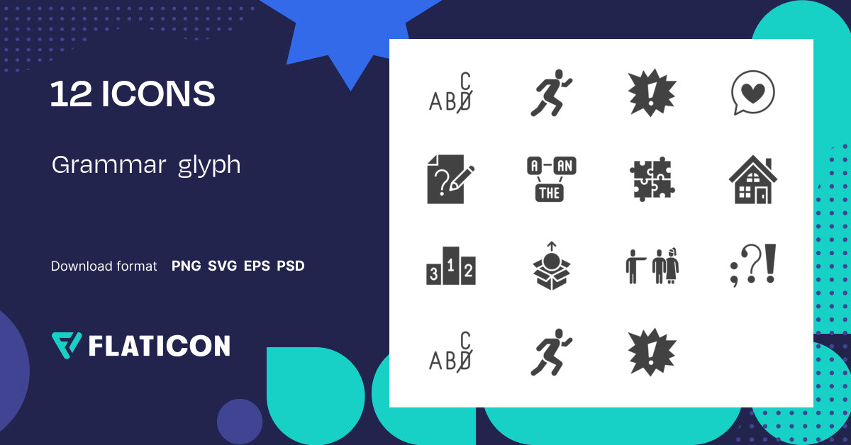 Grammar Glyph Icon Pack 12 SVG Icons