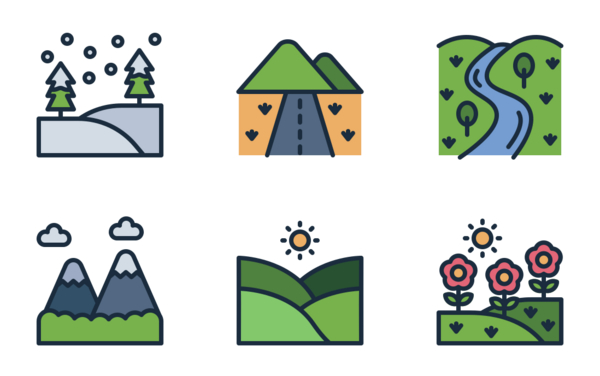 nature landscape filled line nature landscape filled line
