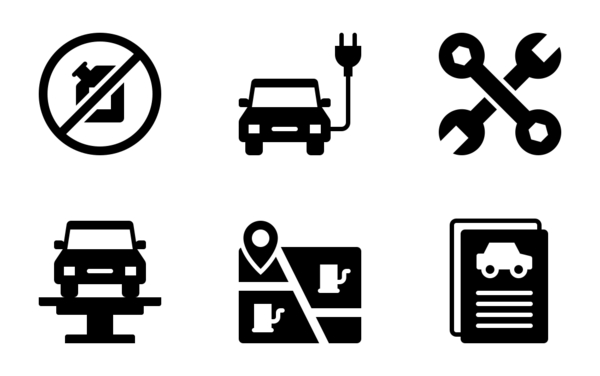 Electric car glyph Electric car glyph