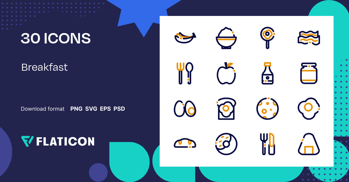 Pack de iconos Breakfast | Color lineal-color | 30 Iconos .SVG