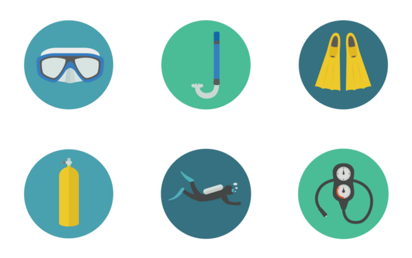 scuba diving flat icons