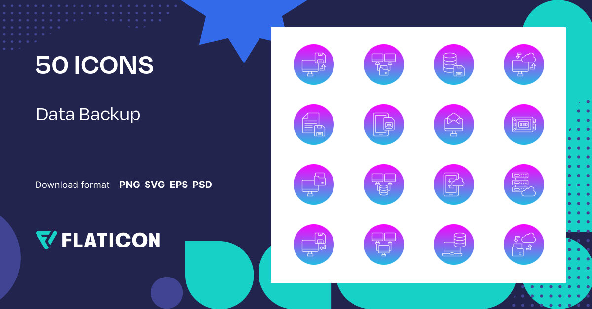 Data Backup Icon Pack | Gradient fill | 50 .SVG Icons