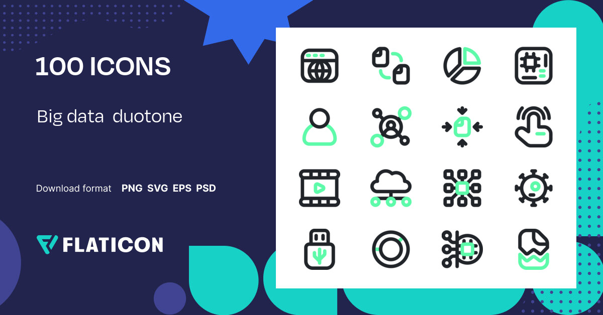 Big Data Duotone Icon Pack Color Lineal Color 100 SVG Icons