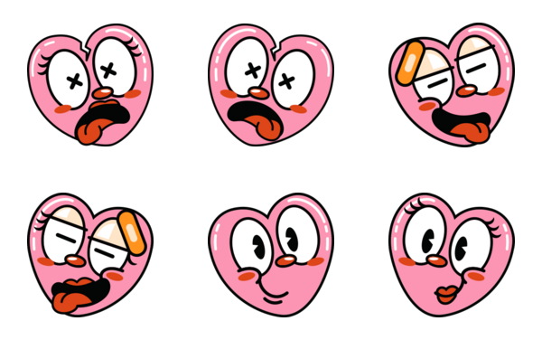 cute pink love heart face emoticon