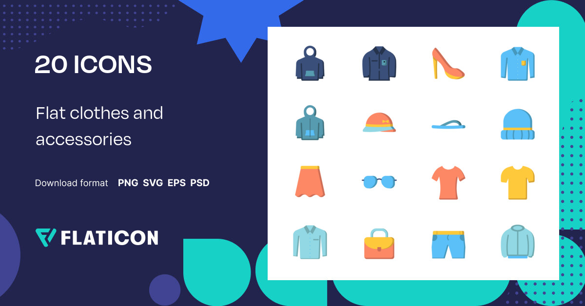 Flat clothes and accessories Icon Pack | 20 .SVG Icons