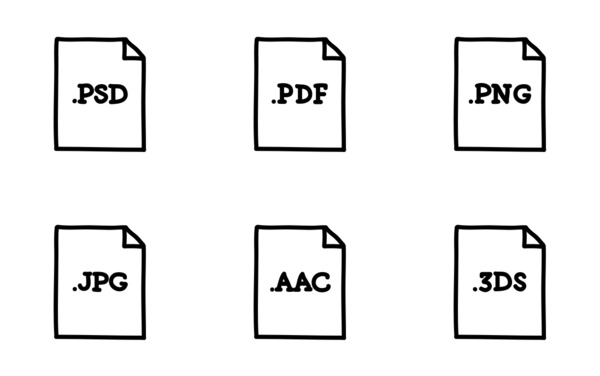 hand drawn file extension pages