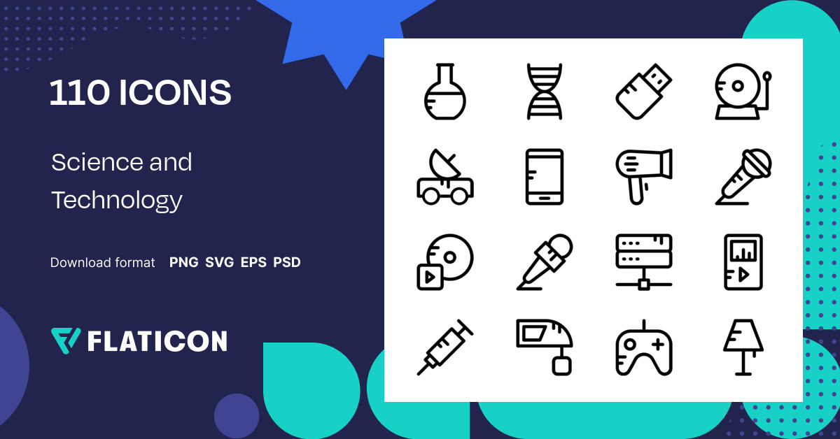 Science and Technology Icon Pack | Black outline | 110 .SVG Icons