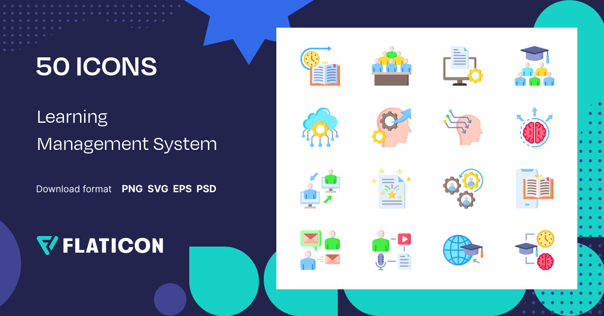 Learning Management System Icon Pack | Color fill | 50 .SVG Icons