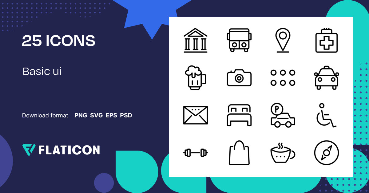 Basic ui Icon Pack | Outline | 25 .SVG Icons