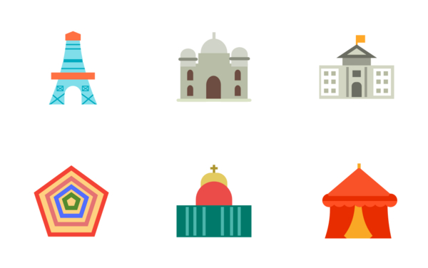 Building  landmarks flat colorful