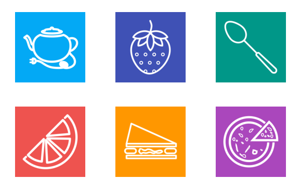 Food drinks linear white with multicolor background Food drinks linear white with multicolor background
