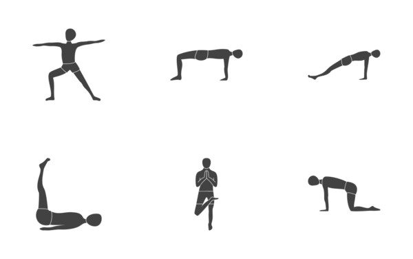 yoga poses glyph black
