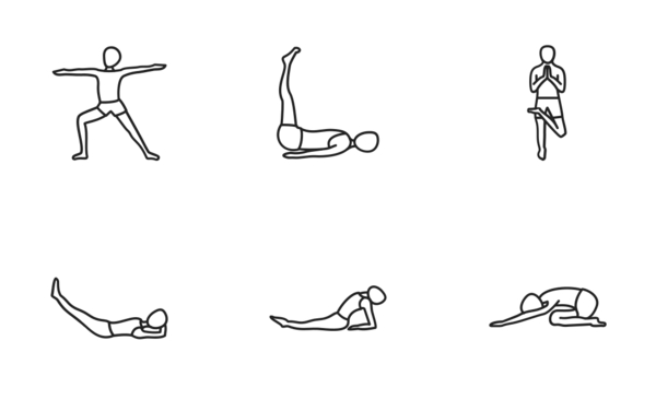 yoga poses linear black