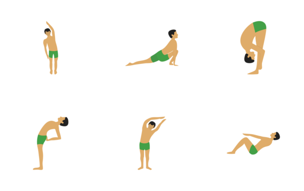 yoga poses flat colorful