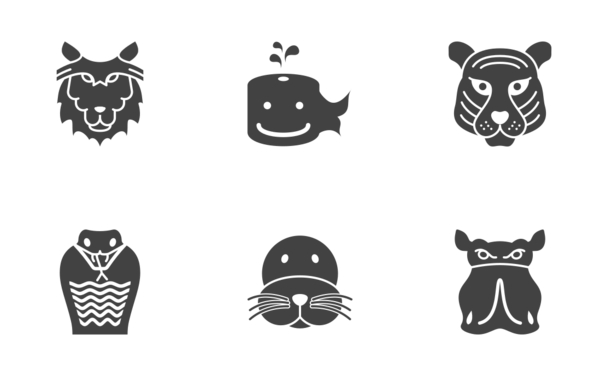 animal faces glyph black animal faces glyph black