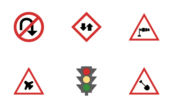 road signs flat