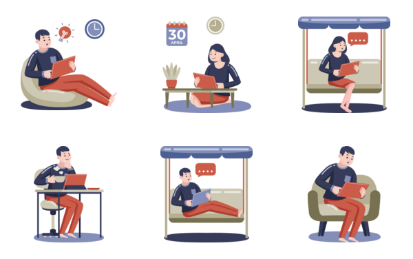 Man and woman working with digital tablet