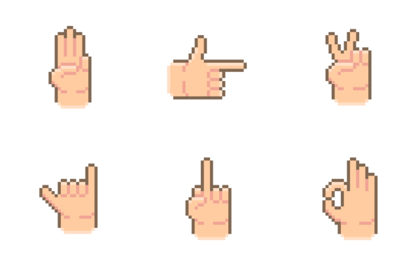 pixel art hand gesture