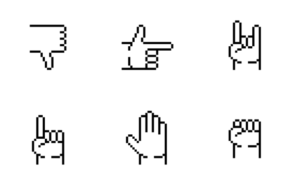 pixel art hand gesture