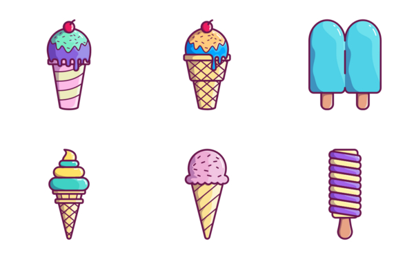 25 ice cream lineal color pack